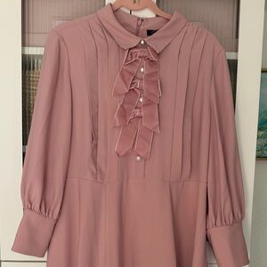 J. Crew Blush Pink Midi Dress with Bow Detail